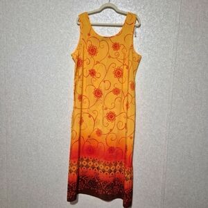 Ashley Stewart Vibrant Orange Yellow Maxi Sundress....L